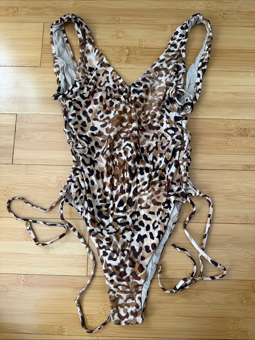 Leopard Print One-Piece Swimsuit in Brown